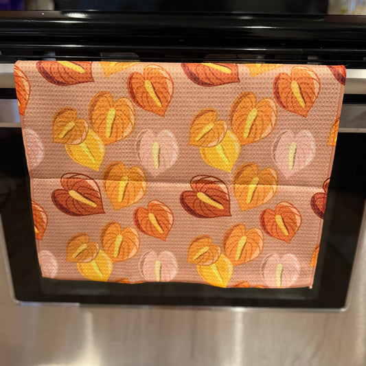 Rust Anthurium Kitchen Towel